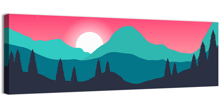 Turquoise and Pink Mountain Sunset Wall Art as a canvas print