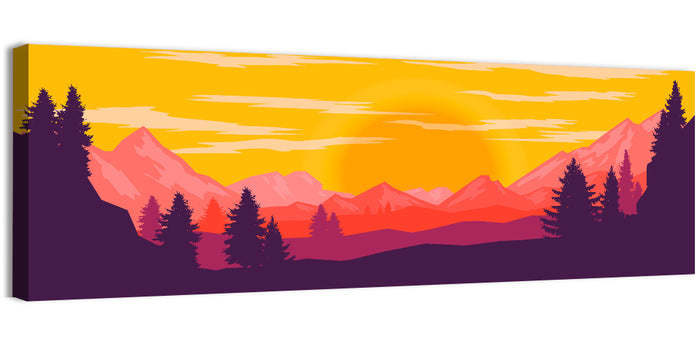 Crimson Peaks at Sunset Wall Art as a canvas print