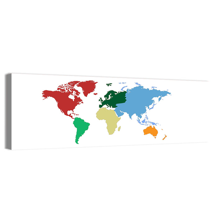 Color Coded World Map Wall Art as a canvas print