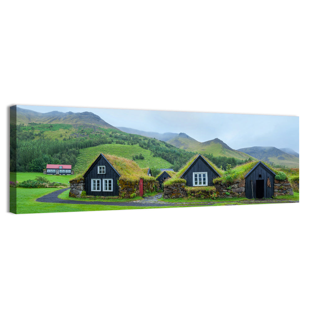 Skogar Folk Museum Wall Art, canvas print, panoramic