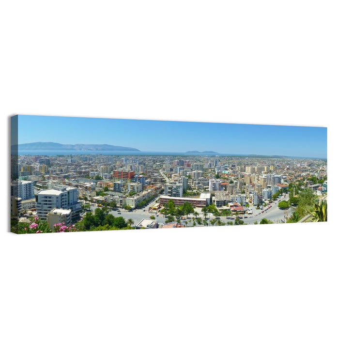 Vlore Coastal Cityscape Wall Art as a canvas print