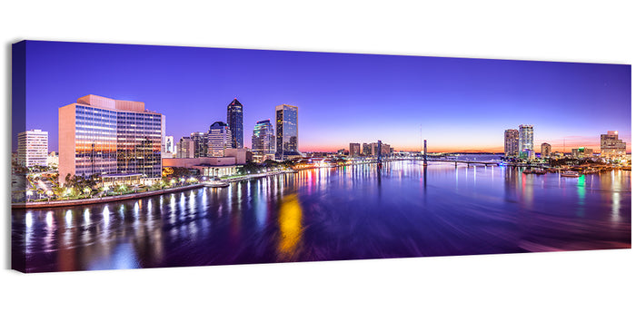 Jacksonville Twilight Skyline Wall Art as a canvas print