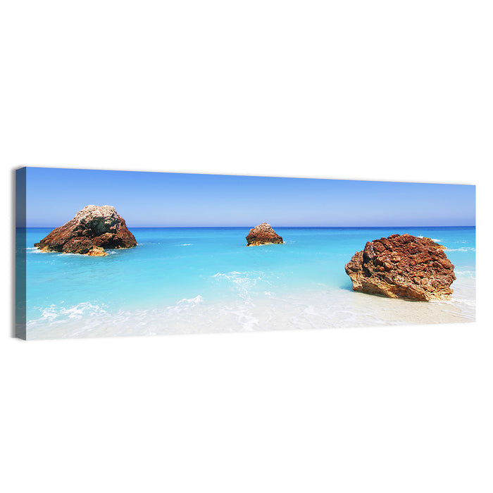 Lefkada Three Rocks Seascape Wall Art as a canvas print