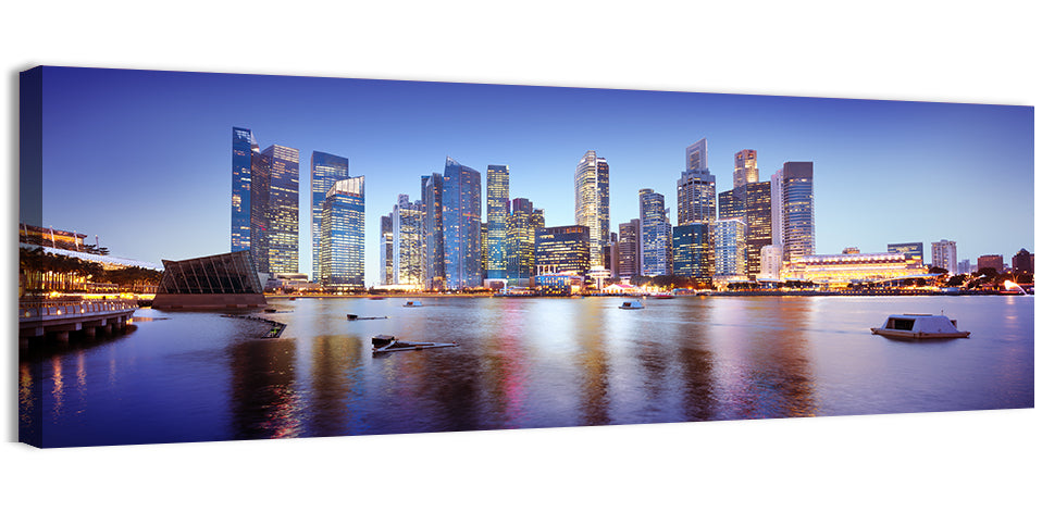 Singapore Marina Bay Skyline at Twilight Wall Art, canvas print, panoramic