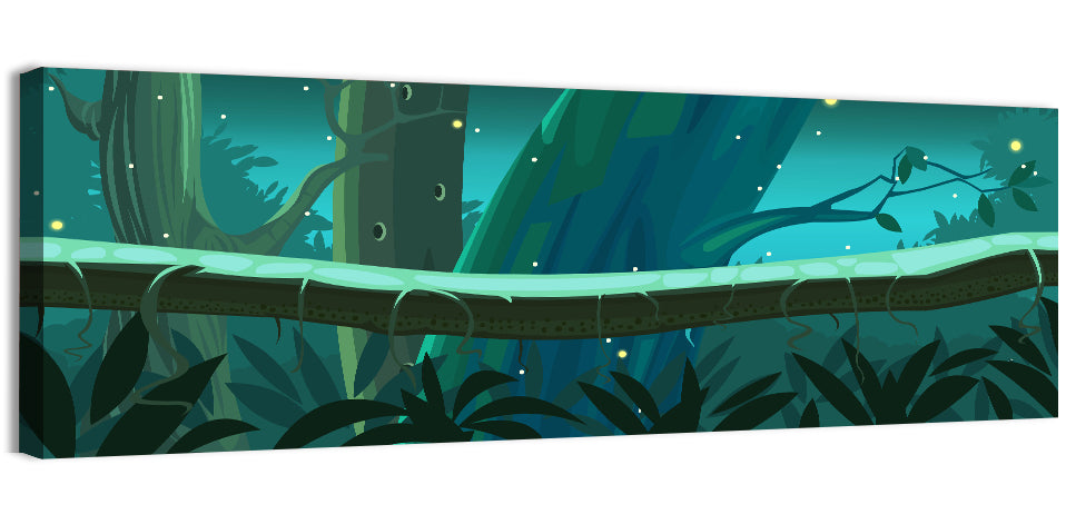 Digital Jungle Night Wall Art, canvas print, panoramic
