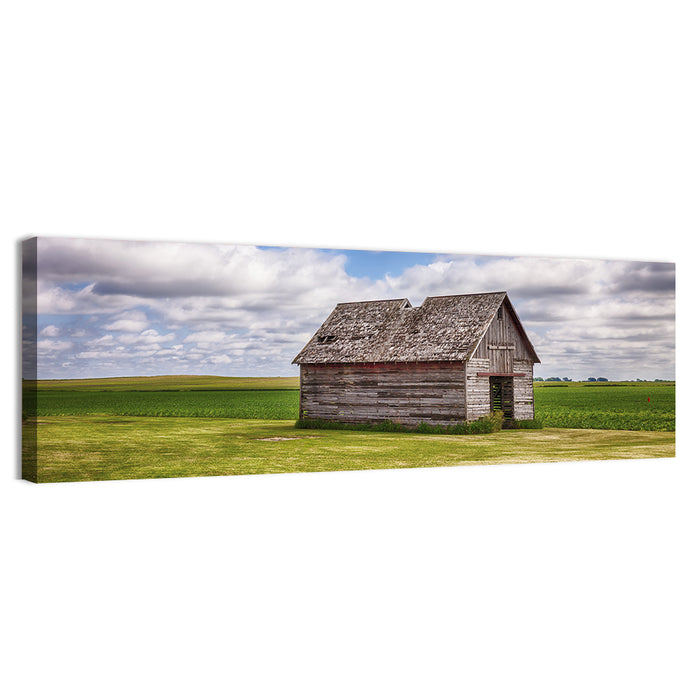 Old Farm Shed in Field Wall Art as a canvas print