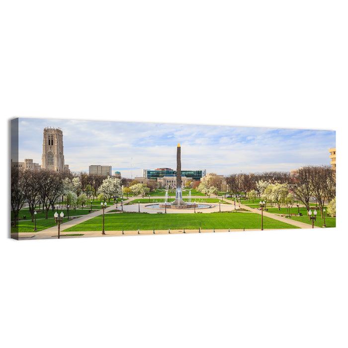Cathedral of Learning Plaza Wall Art as a canvas print