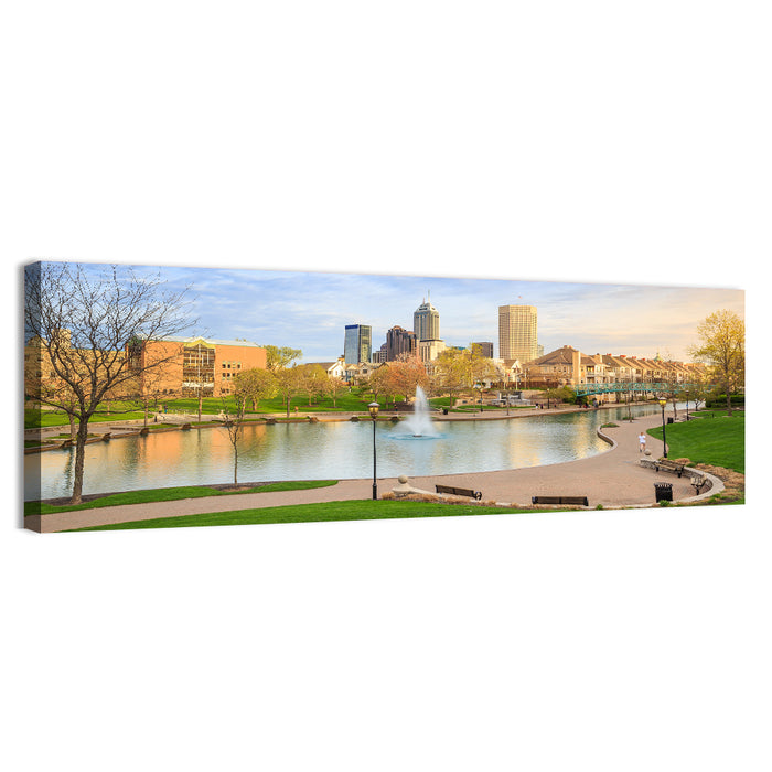 Indianapolis Central Canal Skyline Wall Art as a canvas print