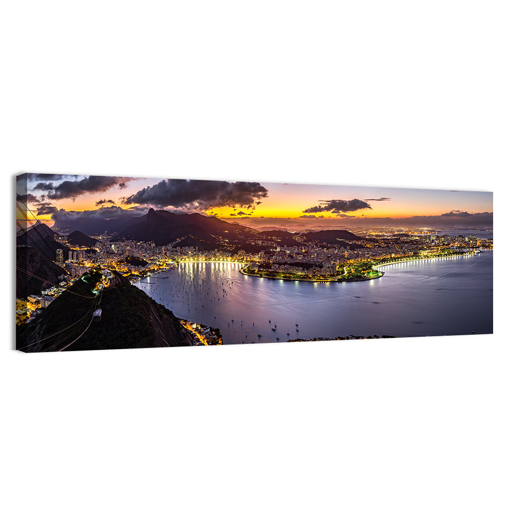 Rio De Janeiro Night Skyline Wall Art, canvas print, panoramic