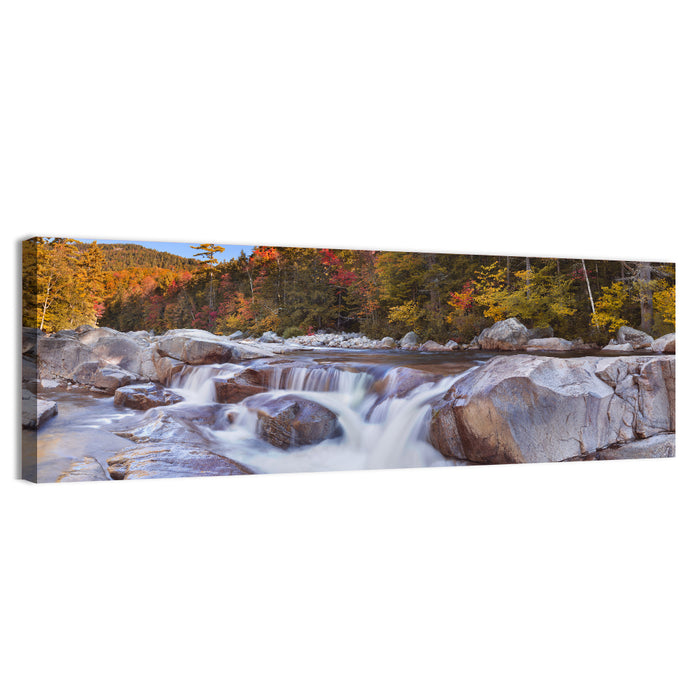 White Mountain Autumn River Wall Art as a canvas print