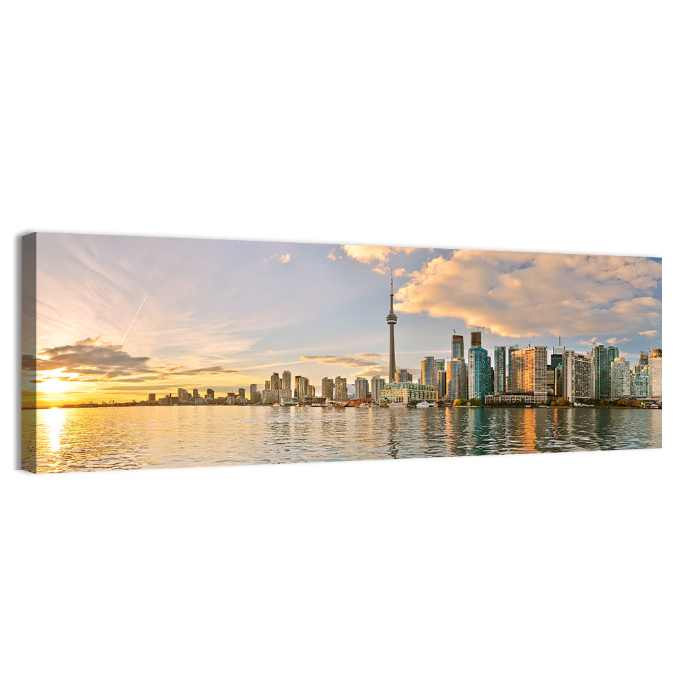 Toronto Golden Hour Skyline Wall Art, canvas print, panoramic