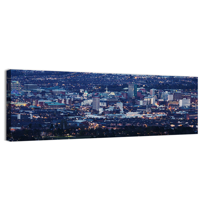 Belfast Blue Hour Skyline Wall Art as a canvas print
