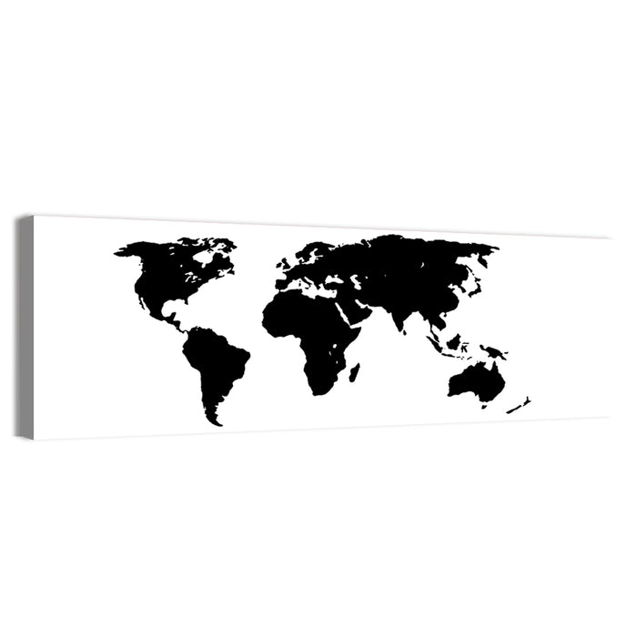 Minimalist Black World Map Wall Art as a canvas print
