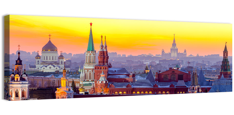 Moscow Kremlin at Golden Hour Wall Art, canvas print, panoramic