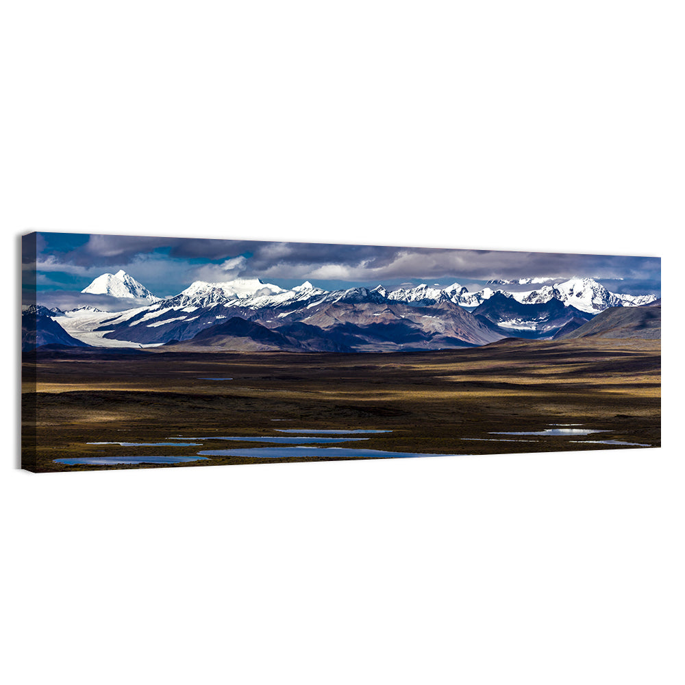 Mount Hess and Mount Debora with Wetlands Wall Art, canvas print, panoramic