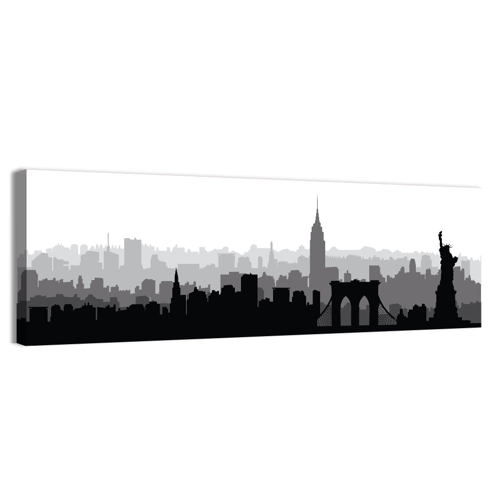New York Skyline Silhouette Wall Art, canvas print, panoramic