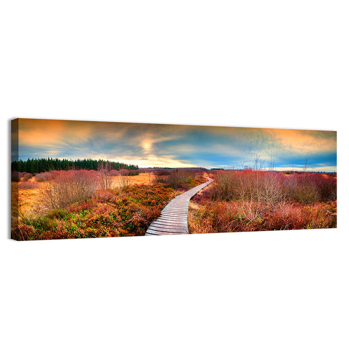 Autumn Heathland Boardwalk Wall Art as a canvas print