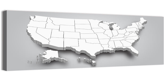 3d USA Map with Alaska and Hawaii Wall Art as a canvas print