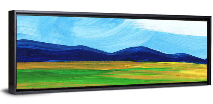 Serene Painted Mountains Wall Art as a framed canvas