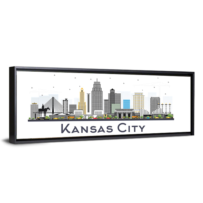 Kansas City Skyline Wall Art as a framed canvas