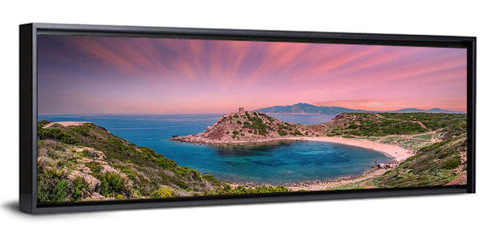Porticciolo Tower at Sunset, Alghero Wall Art as a framed canvas