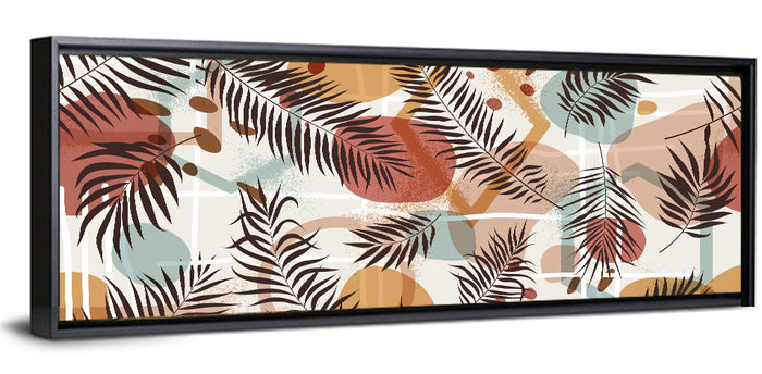 Geometric Tropical Leaves Wall Art as a framed canvas