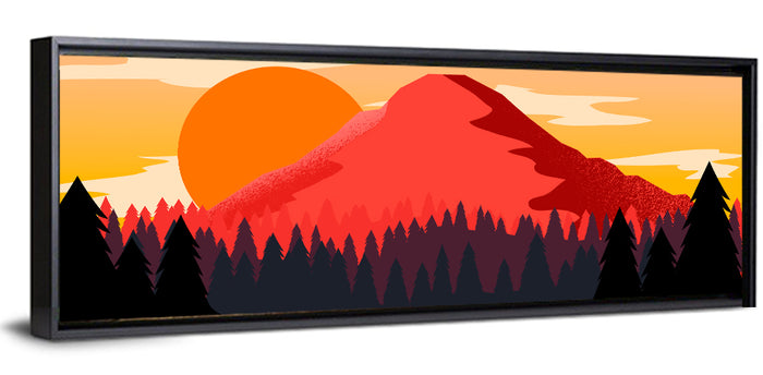 Stippled Red Mountain Sunset Wall Art as a framed canvas