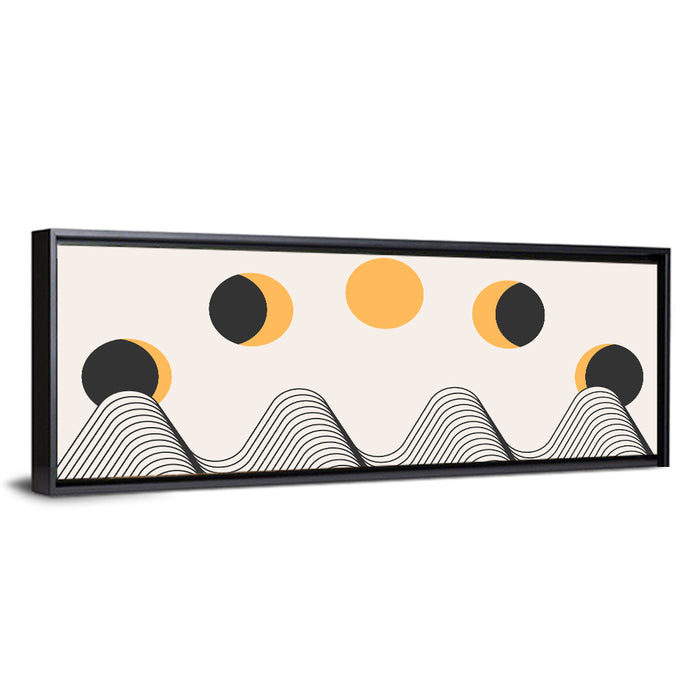 Sun and Moon Over Mountains Wall Art as a framed canvas