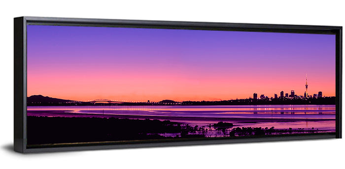 Auckland Skyline at Twilight Wall Art as a framed canvas