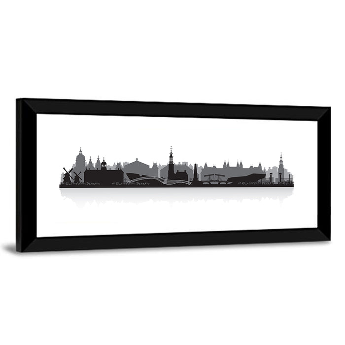 Amsterdam Skyline Silhouette Wall Art as a framed print