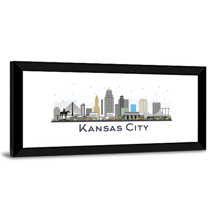 Kansas City Skyline Wall Art as a framed print