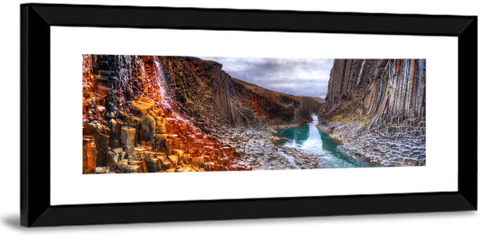 Studlagil Canyon Basalt Columns Wall Art as a framed print