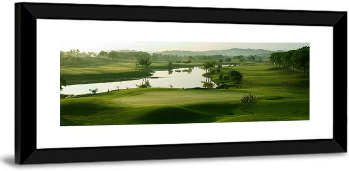 Golden Hour Putting Green by the Lake Wall Art as a framed print