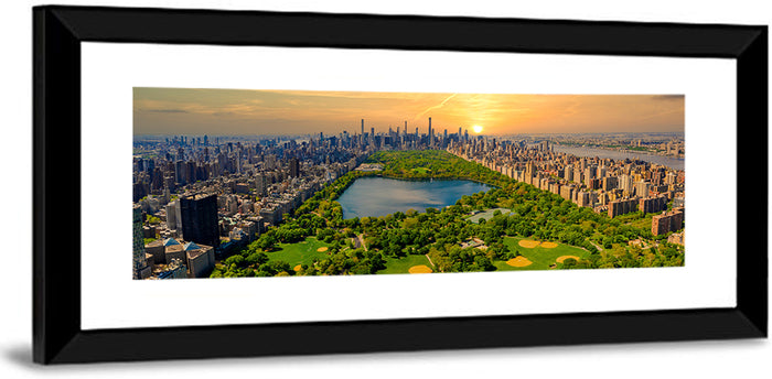 Central Park Reservoir at Dusk Wall Art as a framed print