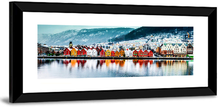 Bryggen Waterfront, Bergen Wall Art as a framed canvas