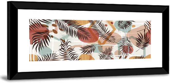 Geometric Tropical Leaves Wall Art as a framed print