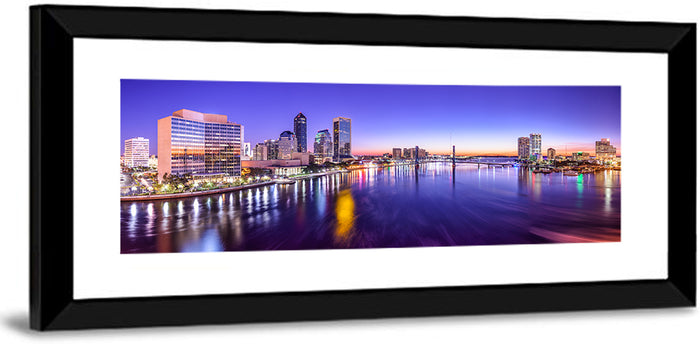 Jacksonville Twilight Skyline Wall Art as a framed print