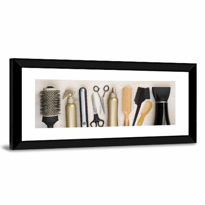 Minimalist Salon Tools Wall Art as a framed print
