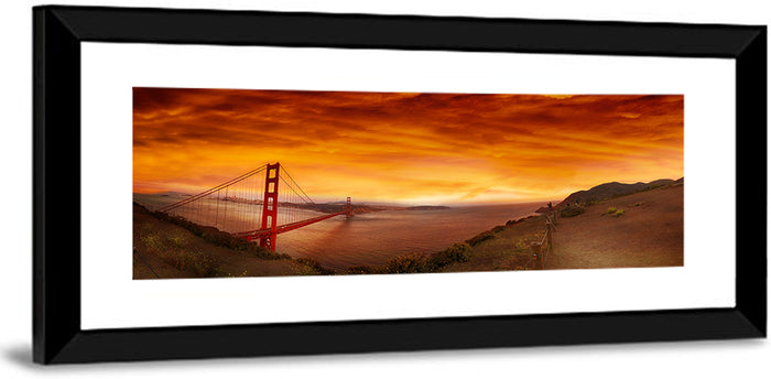 Golden Gate Bridge at Sunset Wall Art as a framed print