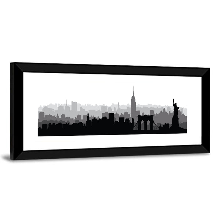 New York Skyline Silhouette Wall Art as a framed print