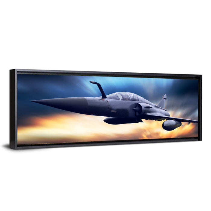 High-speed Fighter Jet Wall Art as a framed canvas