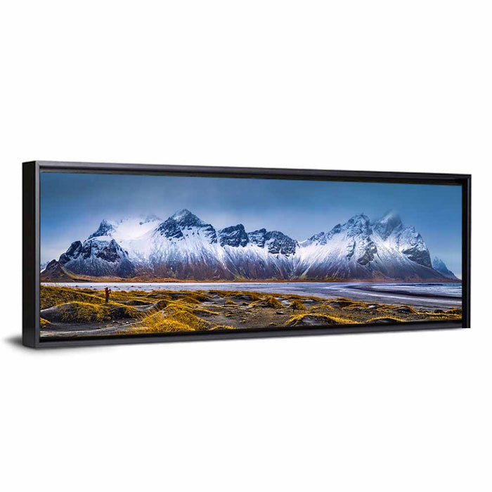 Vestrahorn Mountain Range Wall Art as a framed canvas