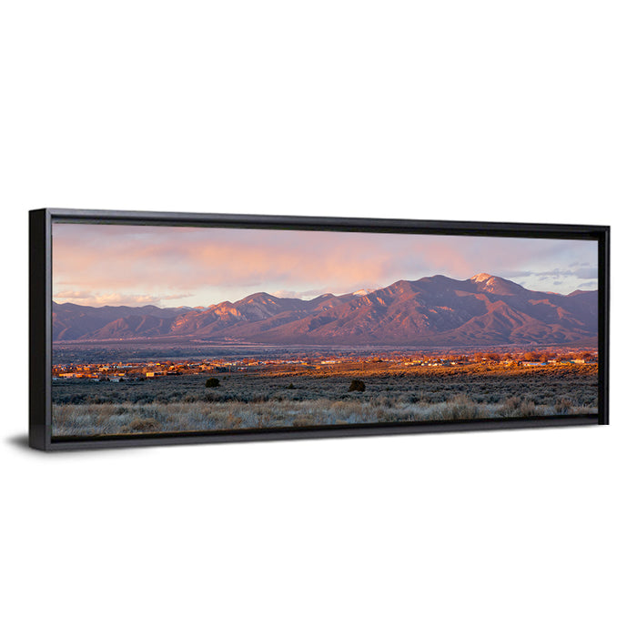 Taos Valley Sunset Wall Art as a framed canvas