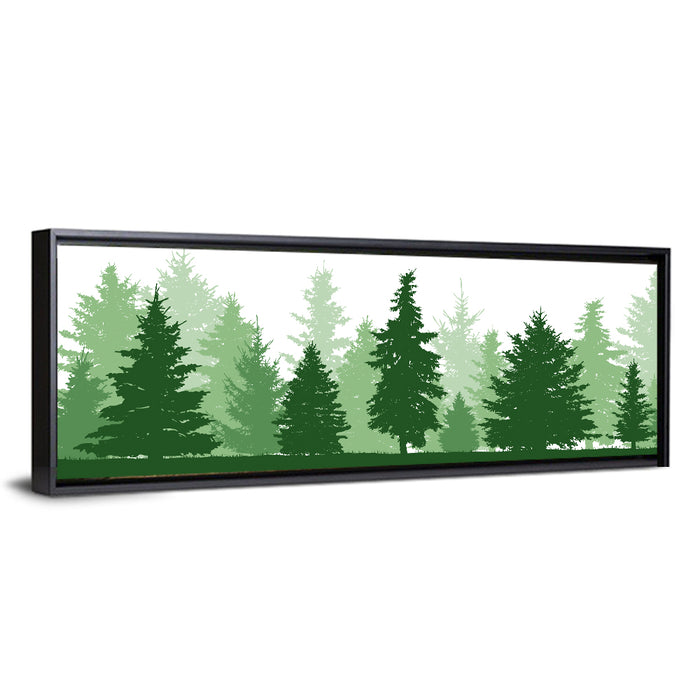 Layered Pine Forest Silhouette Wall Art as a framed canvas