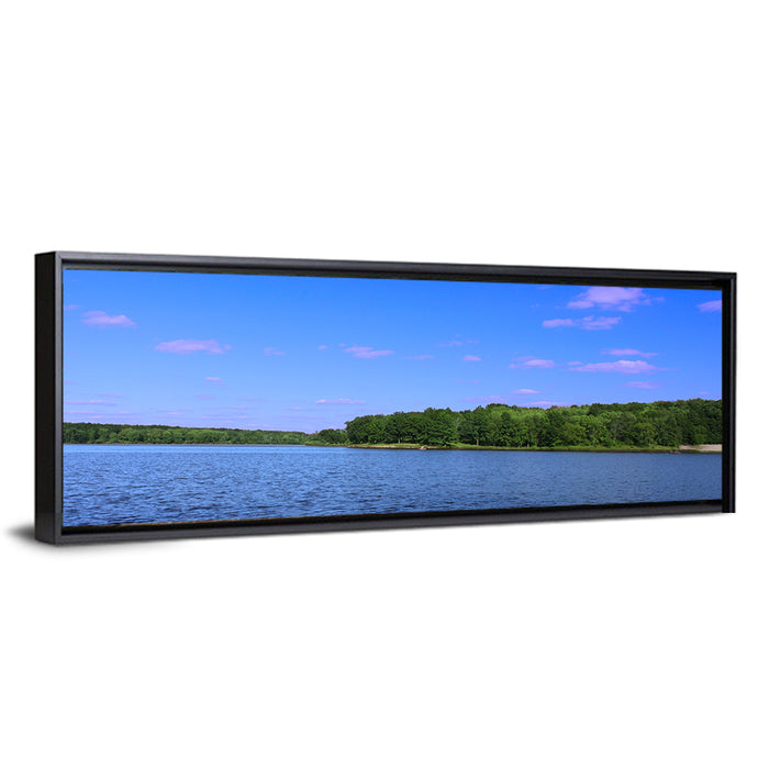 Pierce Lake Shoreline Wall Art as a framed canvas