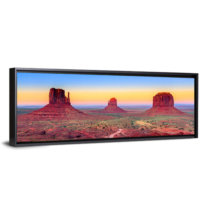 Monument Valley Sunset Vista Wall Art as a framed canvas