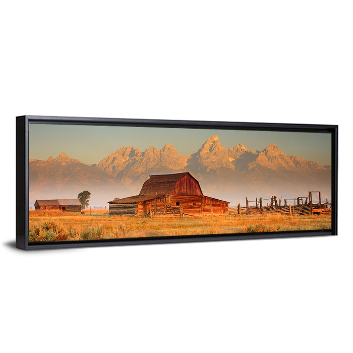 Moulton Barn, Grand Teton Wall Art as a framed canvas