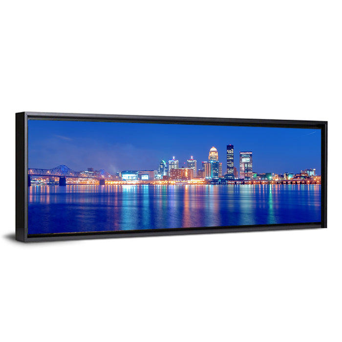 Louisville Skyline at Dusk Wall Art as a framed canvas