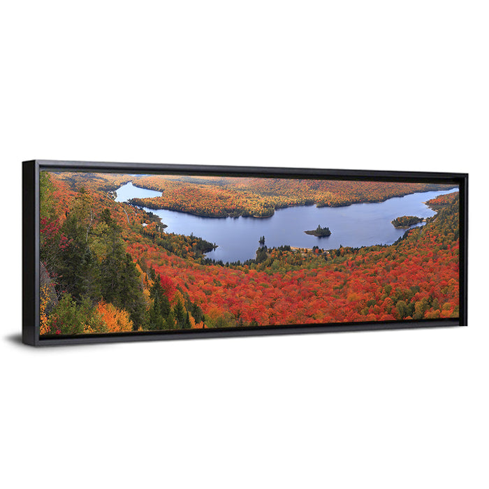Lake Monroe Autumn Vista Wall Art as a framed canvas