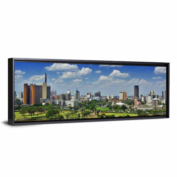 Nairobi Skyline Wall Art as a framed canvas